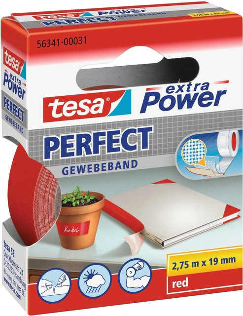 Tesa Extra Power Perfect Gewebeband Rot Breite: 19 mm, Länge: 2,75 m - Bild 1
