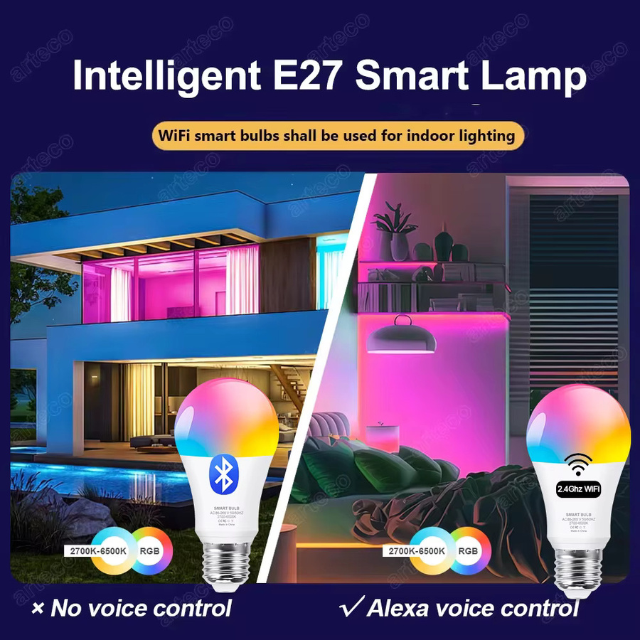 Tuya Smart LED Glühbirne E27 RGB Multicolour mit Wifi und Bluetooth, kompatibel mit Alexa und Google Assistant - Bild 3