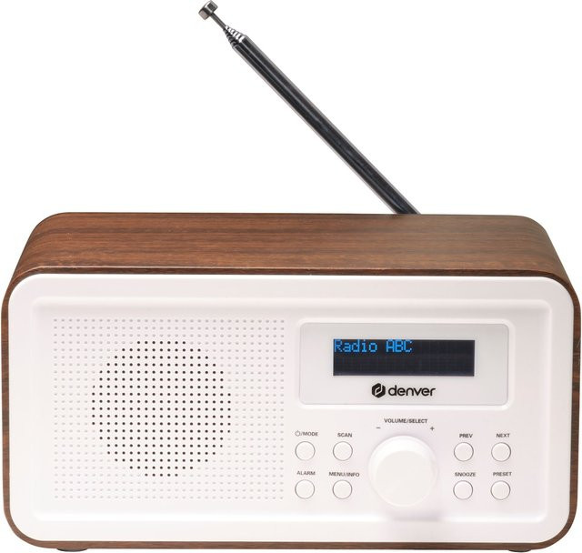 Denver DAB-30 Tischradio mit DAB+ und FM sowie Dual-Alarm-Wecker aus Holz in Braun oder Weiß - Bild 2
