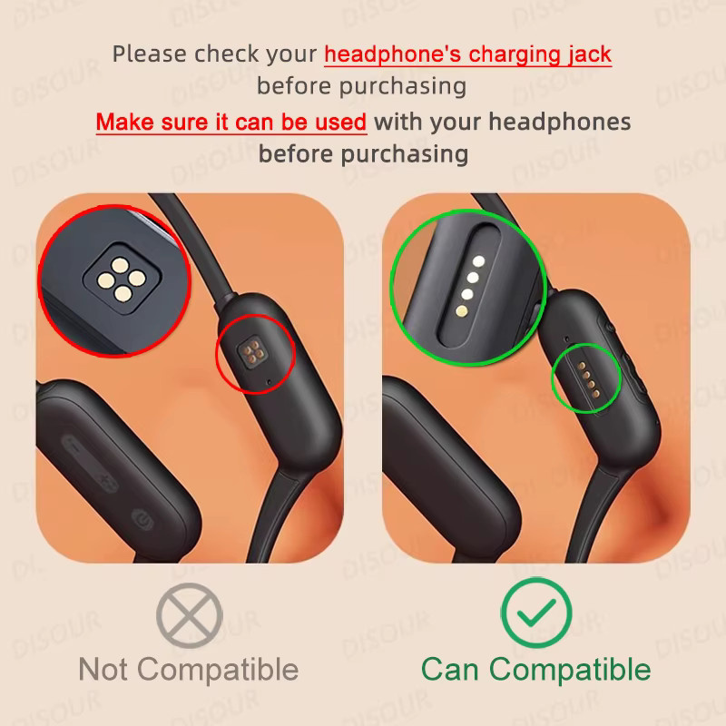 DISOUR Magnetisches 4-poliges Ladekabel für Knochenleitungskopfhörer S10, New X7 und Sanag Headsets in Schwarz mit Datenübertragung (5 V) - Bild 5
