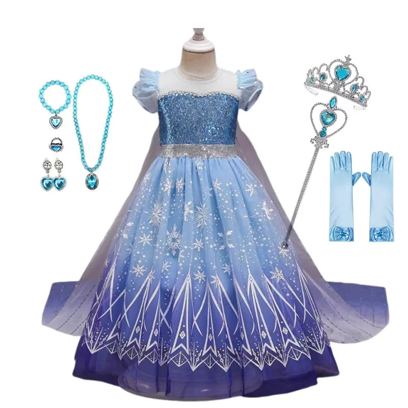 Disney Die Eiskönigin Anna Elsa Prinzessin Mädchen Kostüm, Blau - Bild 2