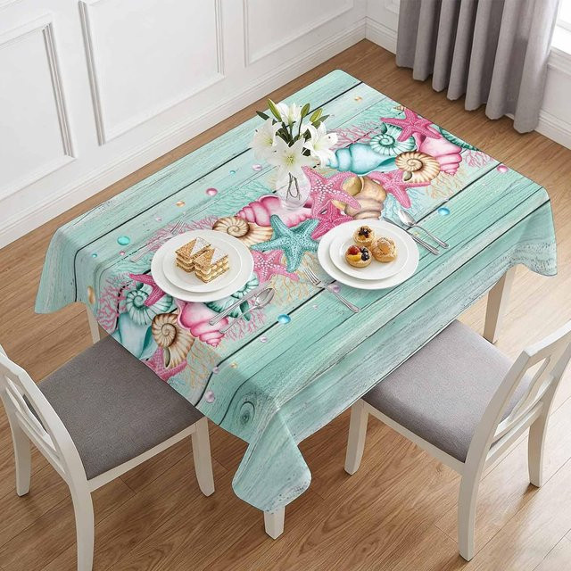 JMG Household Supplies Tischdecke mit Meeresleben-Motiv in Rosa, Grau und Türkis, B/B: 90 x 140 cm - Bild 1
