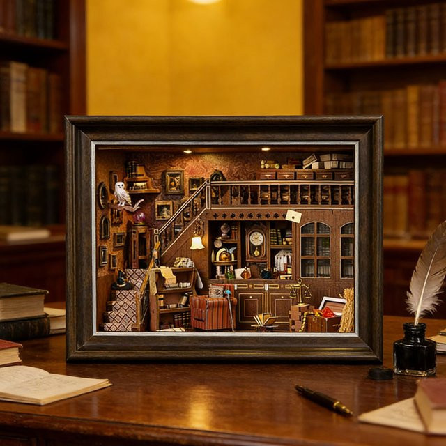 zuuton DIY Book Nook Kit, 3D-Holz-Puzzle, mit LED-Licht, Miniatur-Puppenhaus - Bild 1