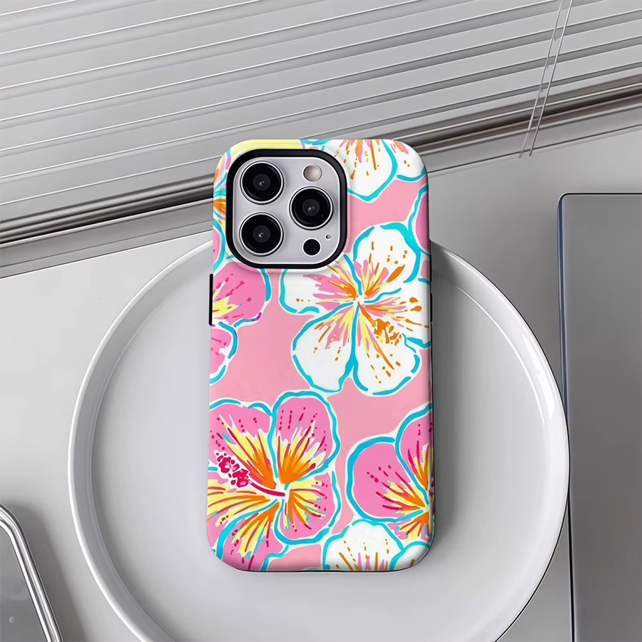 Potdemiel Handyhülle mit tropischem Hibiskus-Design für iPhone 17 16 15 14 13 Pro Max Plus, magnetisch und robust, Multicolor - Bild 3