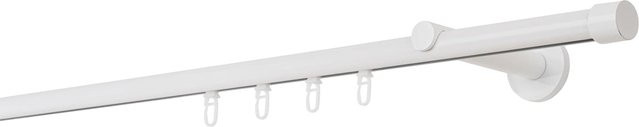 Ondeco Gardinenstange auf Maß Weiß, 1-läufig, Innenlauf 20mm, Wandmontage mit 12cm Wandträger und Gleiter, Länge: 360 cm - Bild 1