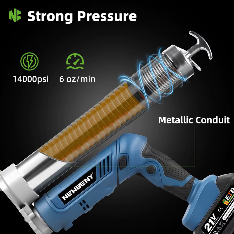NewBeny Elektrische Fettpresse Hochdruck-Schmierölpistole in Blau, kompatibel mit Makita 18V Akku - Bild 5