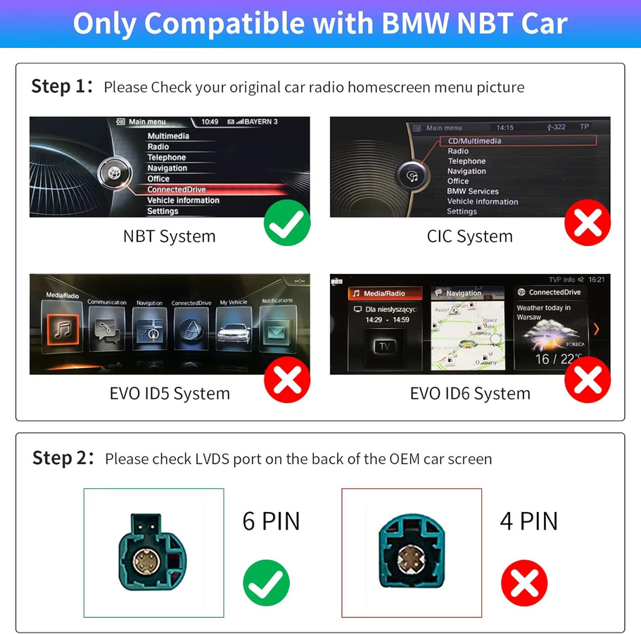 AUTOABC Kabelloses CarPlay und Android Auto Nachrüstkit für BMW Serie 1 2 F20 F21 F22 F23 F45 mit Mirror Link und GPS in Schwarz - Bild 2