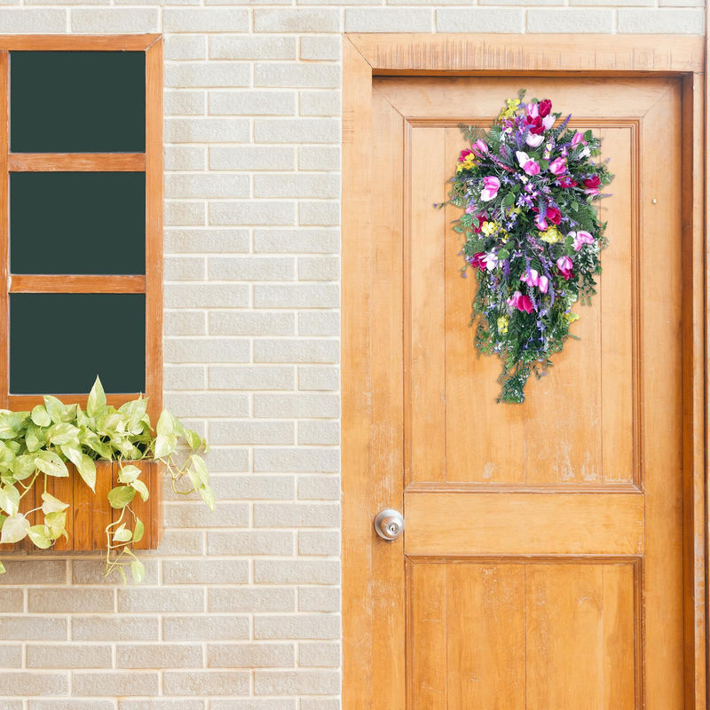 Tooarts Künstlicher Blumenkranz mit Hortensien in Mehrfarbig für Frühling und Sommer - Bild 5