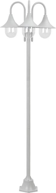 vidaXL Garten-Pollerleuchte aus Aluminium mit 3 Laternen in Weiß, Höhe: 220 cm, E27, IP44 - Bild 1