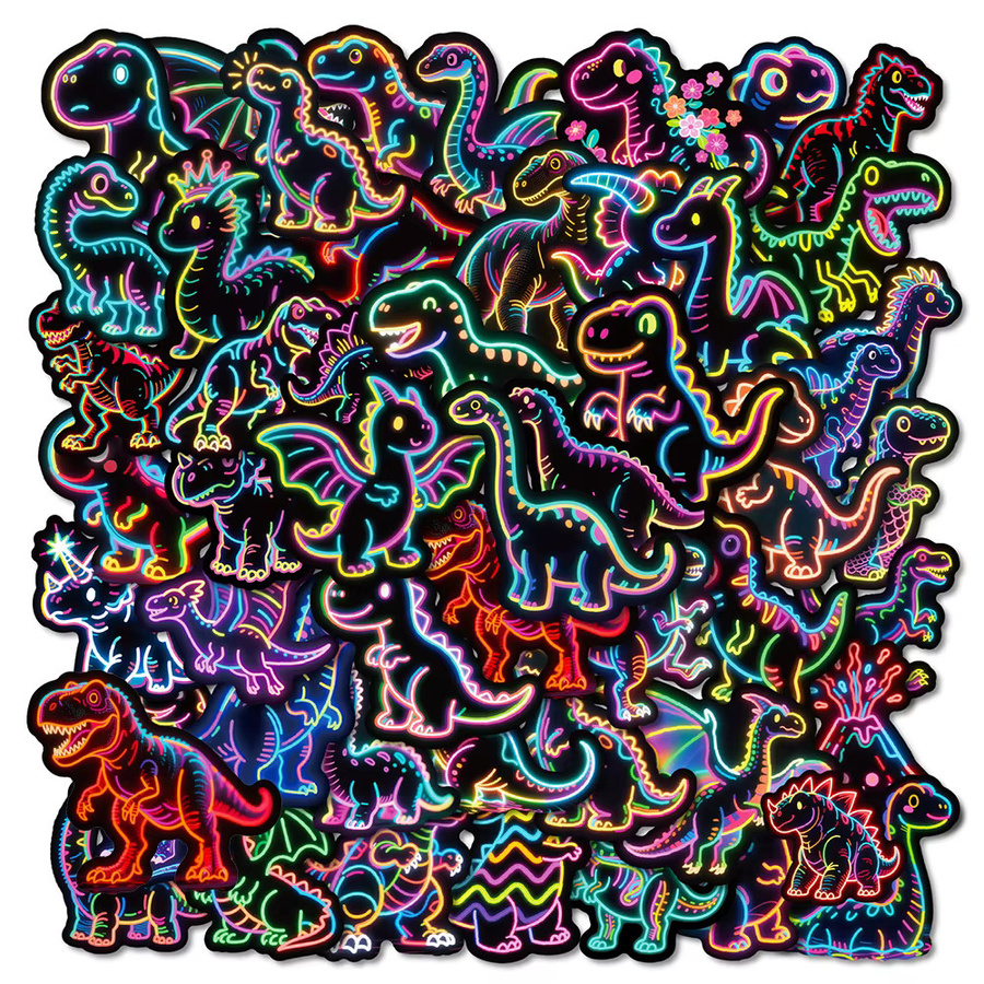 Charile Neon Licht Dinosaurier Aufkleber, Kawaii Graffiti Aufkleber, multicolour - Bild 2