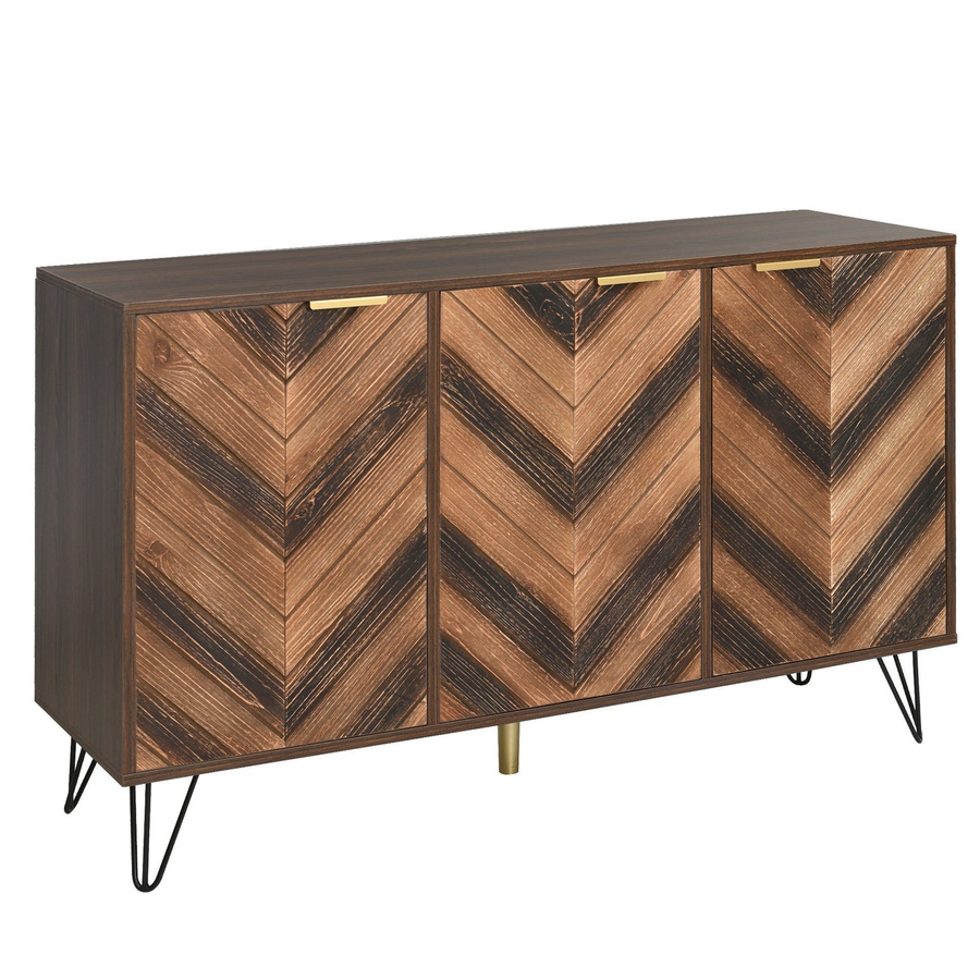 Moderne Anrichte von GL Store aus Massivholzfurnier und Metall mit vergoldeten Griffen, Farbe: Braun/Schwarz/Gold, B/T/H: 120 x 38 x 76,5 cm - Bild 2