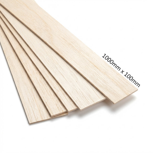 Real hawk Balsaholzplatten, 10-teiliges Set, 1000x100x2,5mm - Bild 1