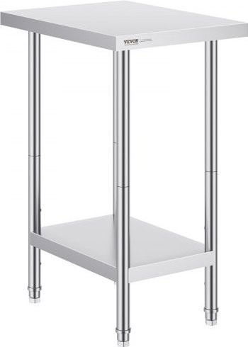 VEVOR Zubereitungstisch aus Edelstahl in Silber, höhenverstellbarer Arbeitstisch aus Metall für Küche, Garage oder Restaurant, B/T/H: 61,0 x 45,7 x 86,4 cm - Bild 1
