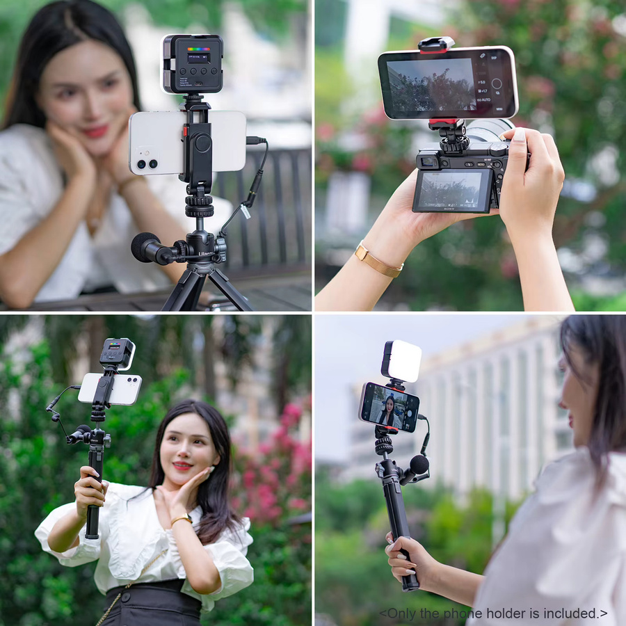 Docooler Telefonhalterung mit Klemme und 360 Grad Drehung, Smartphone-Stativhalterung mit zwei Cold-Shoe-Halterungen für Livestreaming und Videoaufnahmen, Schwarz - Bild 5