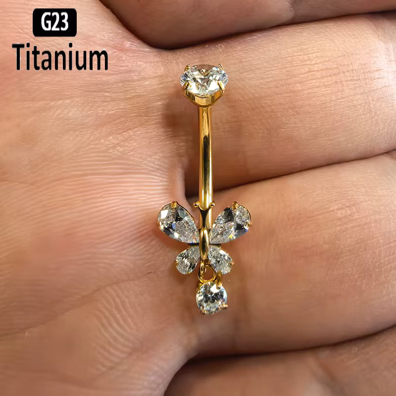 pioroe Bauchnabelring Schmetterling, Titan, Kristall, Damen - Bild 2