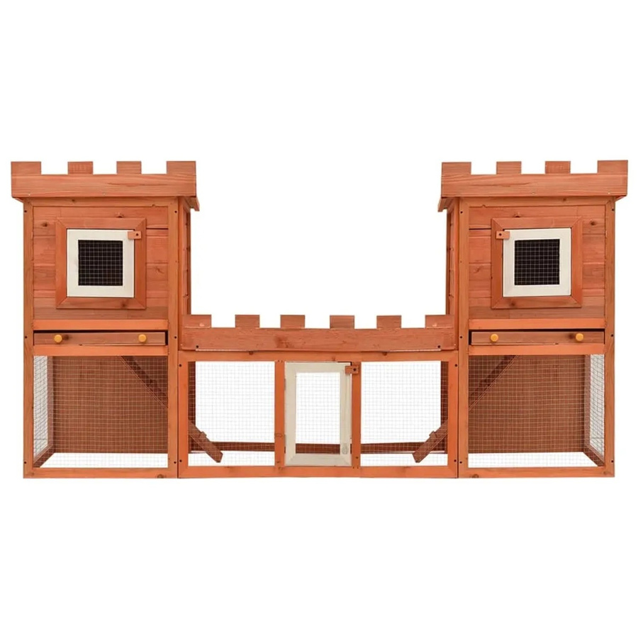 vidaXL Großer Kaninchenstall Kleintierkäfig Doppelhaus aus Kiefernholz in Braun und Grün, B/T/H: 184 x 101 x 50 cm - Bild 2