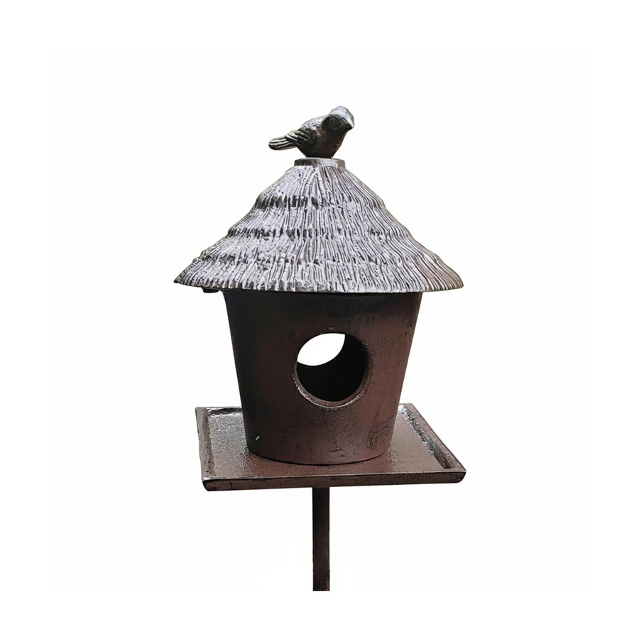 Relaxdays Vogelfutterhaus aus Gusseisen in Braun, freistehend und witterungsbeständig mit Ständer, B/T/H: 15,5 x 15,5 x 110 cm - Bild 2