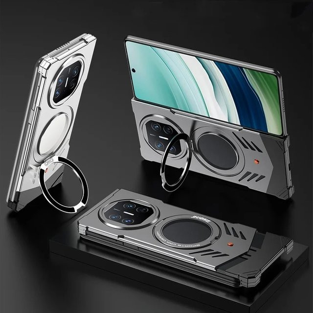 Magnetische Rüstung Schutzhülle für Huawei Mate X6 X5 X3 mit 360 Grad Drehbarkeit und Aluminium Legierung in Grau - Bild 1