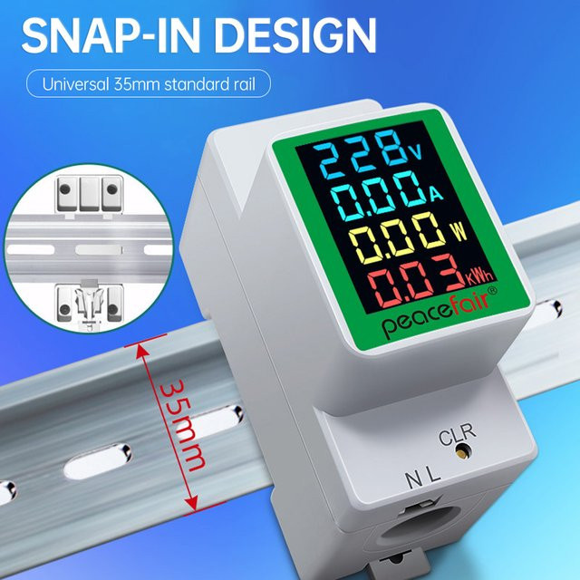 Gaqqee Digitales Energiemessgerät AC 50-300V/100A Wattmeter mit Voltmeter und Amperemeter in Schwarz und Weiß - Bild 1