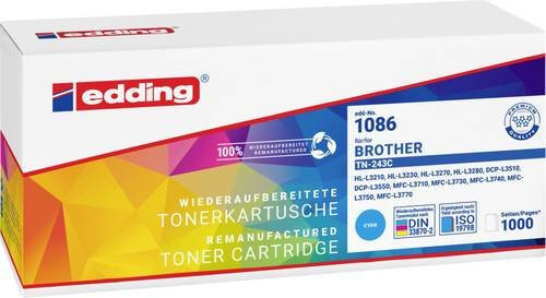 Edding Tonerpatrone kompatibel mit Brother TN-243 Cyan für Laserdrucker mit 1000 Seiten Reichweite - Bild 1