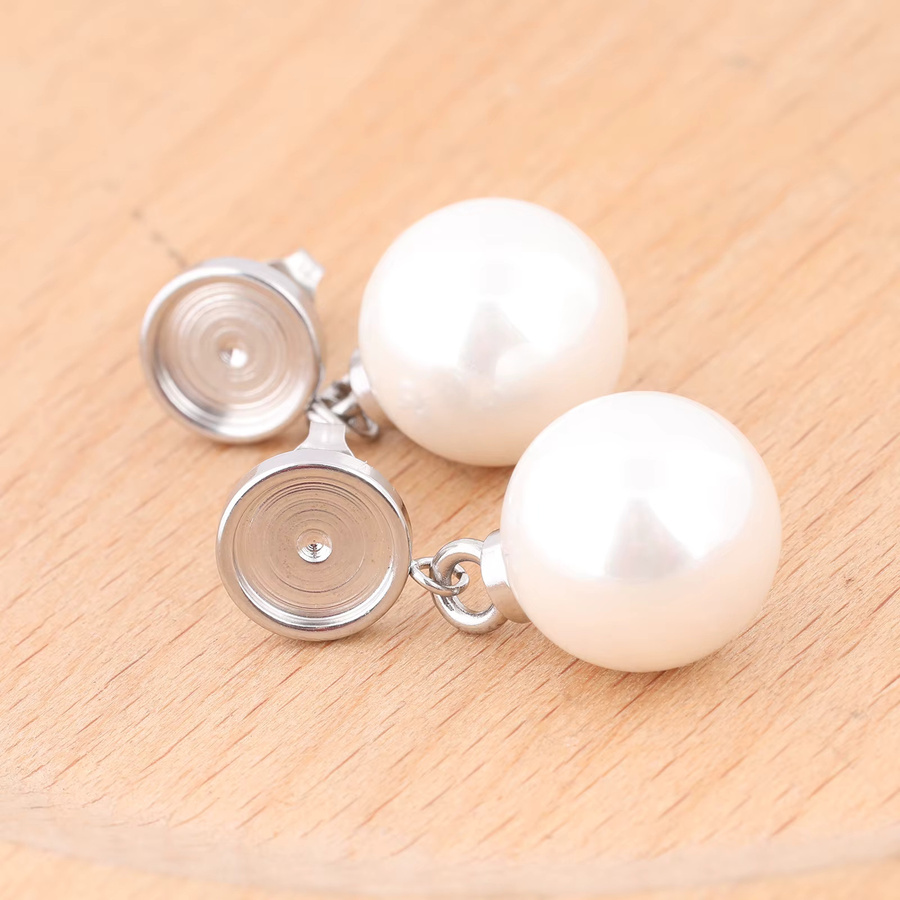 onwear Ohrstecker Rohlinge, Edelstahl, 8 mm, für Cabochon - Bild 2