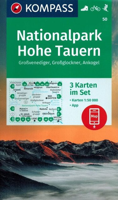 Hohe Tauern 1:50 000. Großglockner, Großvenediger, Ankogel, Set 3 Touristenkarten, 2023 - Bild 1