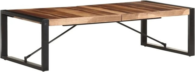 vidaXL Couchtisch aus Massivholz in Industrial Design, B/T/H: 140 x 70 x 40 cm, Akazie und Gummibaum in Schwarz und Braun - Bild 1