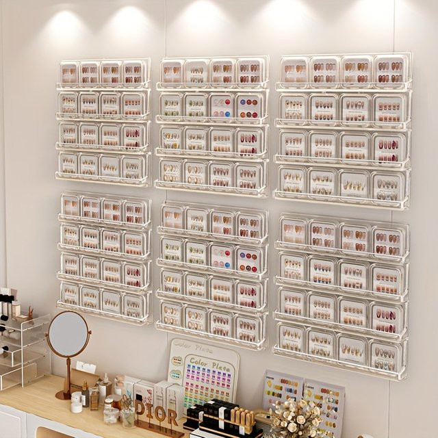 PGY Wandmontierte Nail Art Aufbewahrungsbox aus transparentem Kunststoff als Präsentationsständer für Nagelplatten und Nagelspitzen - Bild 1