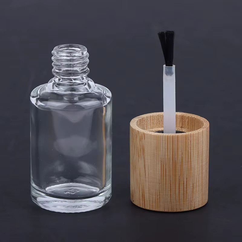 KuZHEN Glasflasche für Nagelöl mit Pinsel, Deckel aus Massivholz und Bambus - Bild 2