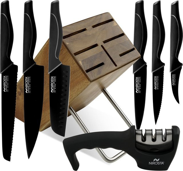 Nirosta Messerblock-Set Wave in Black, 8-teilig inkl. Messerschärfer - Bild 1