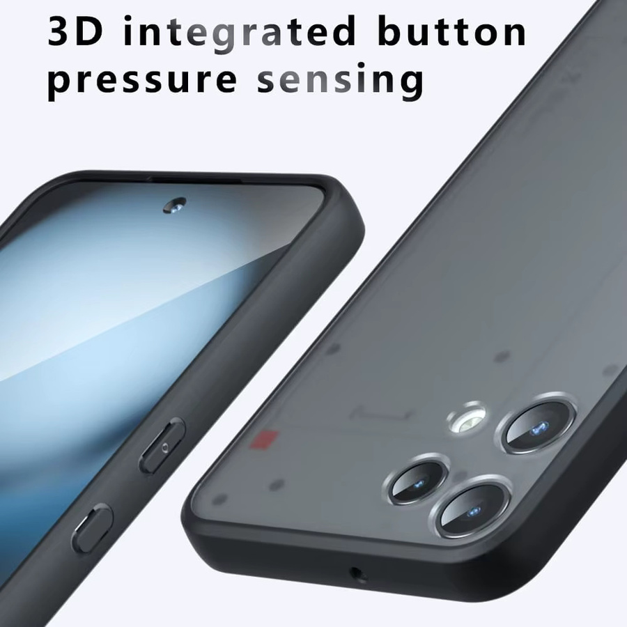 Fundas Frosted Matte Schutzhülle für Nothing Phone 3a Lite in Transparent Schwarz, stoßfestes Skin-Touch Cover mit harter Rückseite - Bild 3