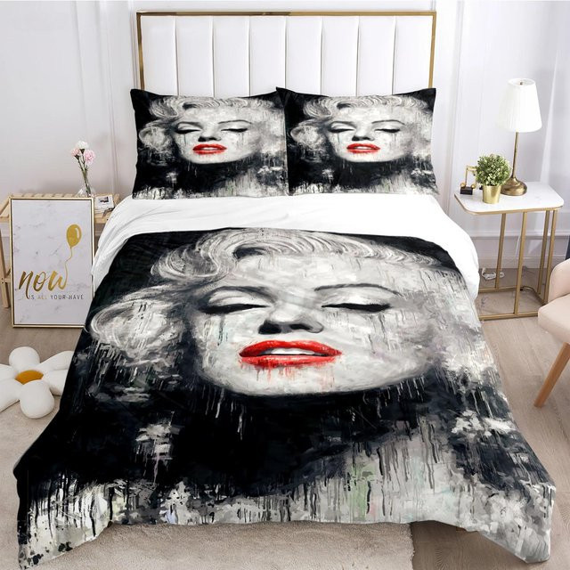 Marilyn Monroe Bettwäsche-Set von Your Warm Home in Weiß mit Kissenbezügen aus Mikrofaser, Breite: 135 cm, Länge: 200 cm - Bild 1