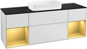 Villeroy & Boch Finion Waschtischunterschrank mit Abdeckplatte und Regalboden, Farbe: Weiß lackiert, B/T/H: 160 x 60 x 50,1 cm - Bild 1