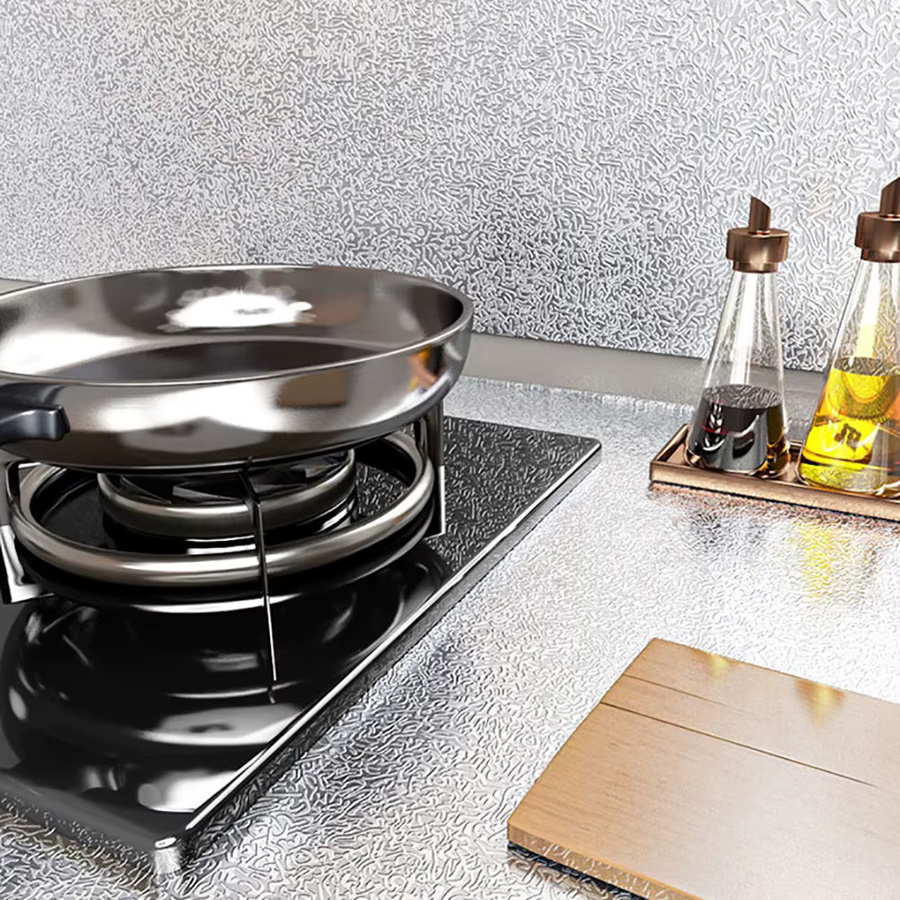 Selbstklebende Küchenaufkleber aus Aluminium von ctzszzmm in Silber, wasserfest und ölbeständig zur Dekoration von Arbeitsplatten, Schubladen, Schränken und Wänden - Bild 2