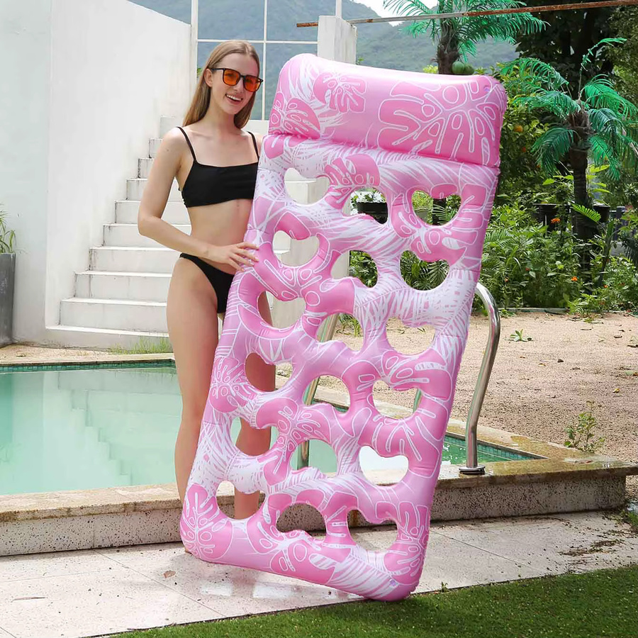 Aufblasbare Pool-Schwimmatte als Schwimminsel für Erwachsene in Pink mit Kopfstütze und einer Länge von 180 cm - Bild 3