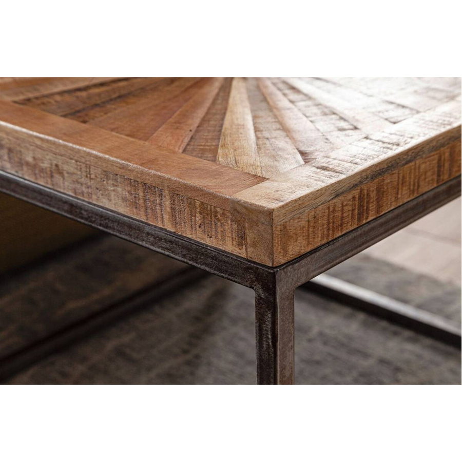 Couchtisch aus Mango Holz in Natur und Grau lackiert, B/H/T: 55 x 40,5 x 55 cm - Bild 3