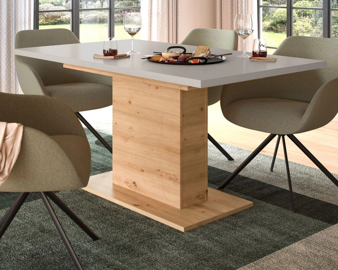 Esstisch Home-X von Inn.Furn aus Eiche und MDF in Kaschmir/Beige, ausziehbar, rechteckig, modern - Bild 1