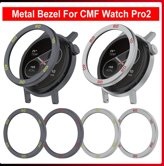 Ersatzgehäuseabdeckung mit Metall-PC-Einfassungsring und gehärtetem Glas Displayschutz für CMF by Nothing Watch Pro 2 in Grün - Bild 1