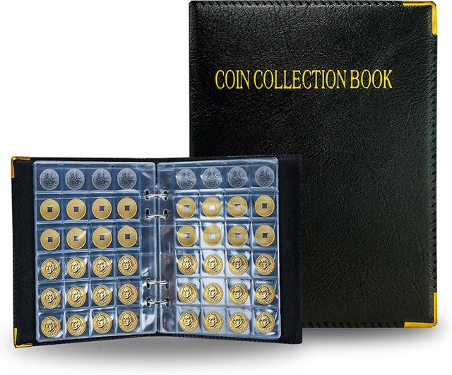 Münzsammelalbum in Schwarz mit 360-Grad-Taschen zur Aufbewahrung von US-Pennies, Dimes, Nickels und Quarters - Bild 1