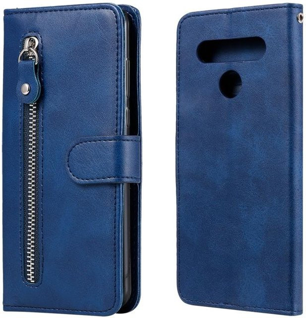 LG K41S K51S Fashion Ledertasche mit Zipper und Kartenfächern in Blau - Bild 1