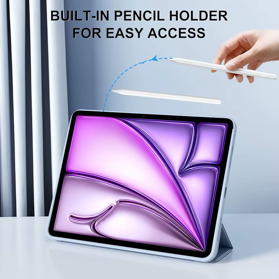 Chenxiaotong Dreifach gefaltete PU-Lederhülle für iPad Pro 12.9 (3./4./5./6. Generation) und iPad Air 13 M2 M3, Farbe: Lila - Bild 3