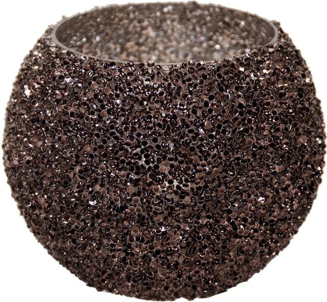 Mega Collections Strass Bowl Vase aus Glas in Schwarz, Durchmesser: 11 cm, Höhe: 8,5 cm - Bild 1