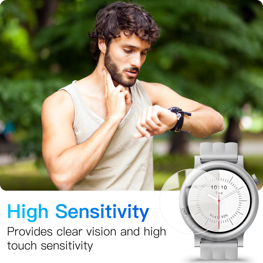 ONM Displayschutzfolie aus gehärtetem Glas mit 9H Härte für CMF Watch 3 Pro, transparent - Bild 5