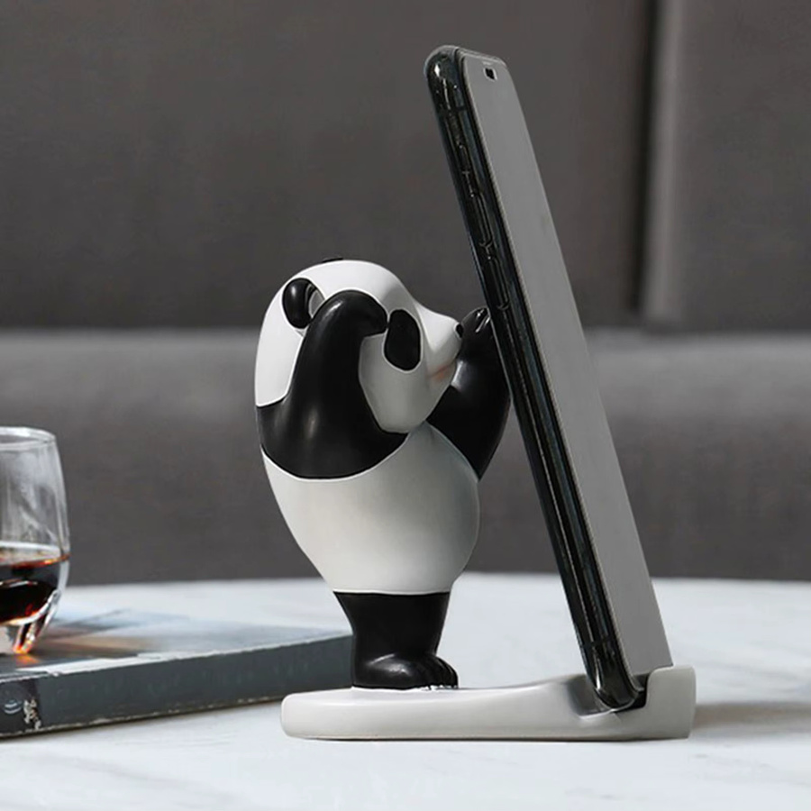 Dekorativer Telefonständer in Panda-Form aus Kunststoff, weißer Desktop-Handyhalter rutschfest und stabil - Bild 1