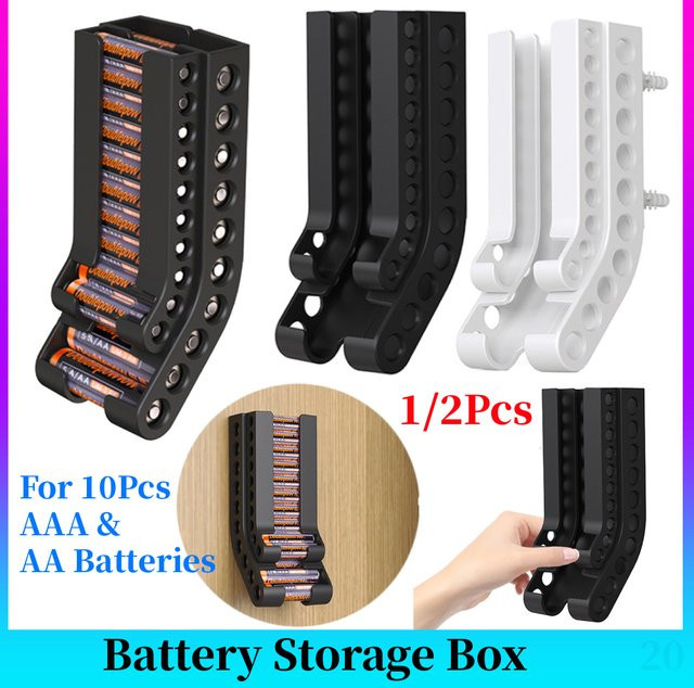Alloet Batterie-Aufbewahrungsorganizer zur Wandmontage in Weiß für 10 AA und 10 AAA Batterien - Bild 1