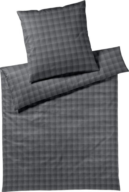JOOP! Bettwäsche SOFT CHECKS aus Flanell in Anthrazit/Grau mit Karomuster, bestehend aus Bettbezug und Kissenbezug, B/H: 135 x 200 cm und B/H: 80 x 80 cm - Bild 1