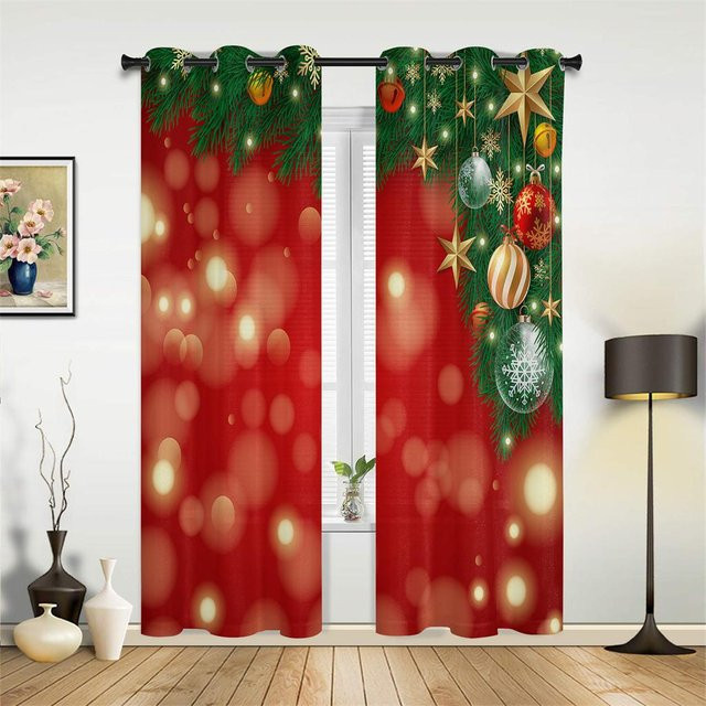Dekorative 3D Weihnachtsmann Vorhänge mit roten Glocken in Weiß und Rot, 2 Paneele aus Polyester, B: 50 cm, H: 130 cm - Bild 1
