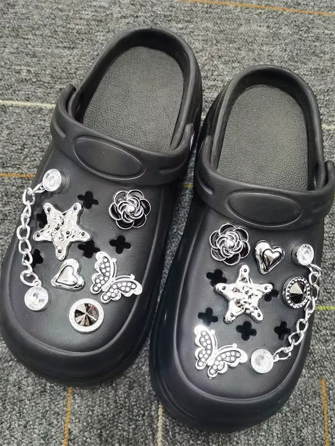 LIN KING Schuh-Charms, 12 Stück, ABS, Silber, Kristall, Damen - Bild 2