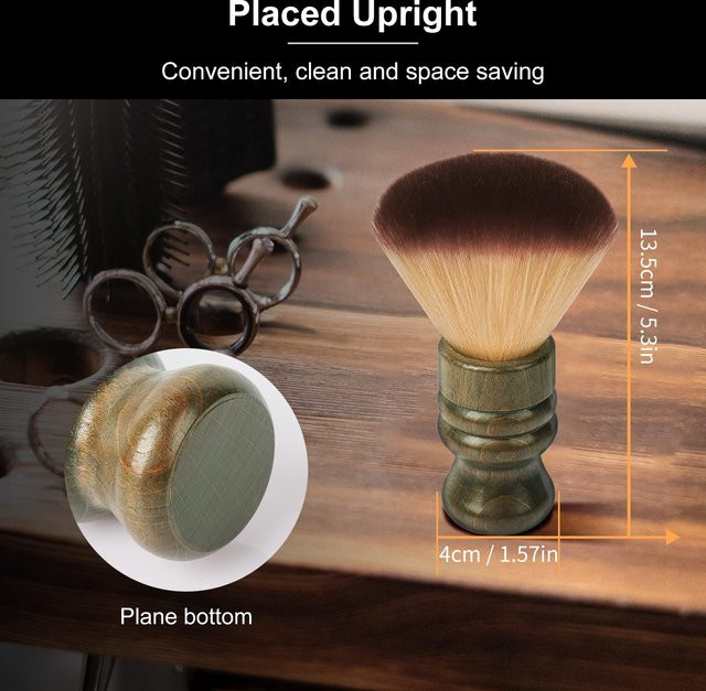 WANGDA PROFESSIONAL Barber Neck Duster Brush, Gesichtsreinigungs- und Bartbürste mit Holzgriff - Bild 1