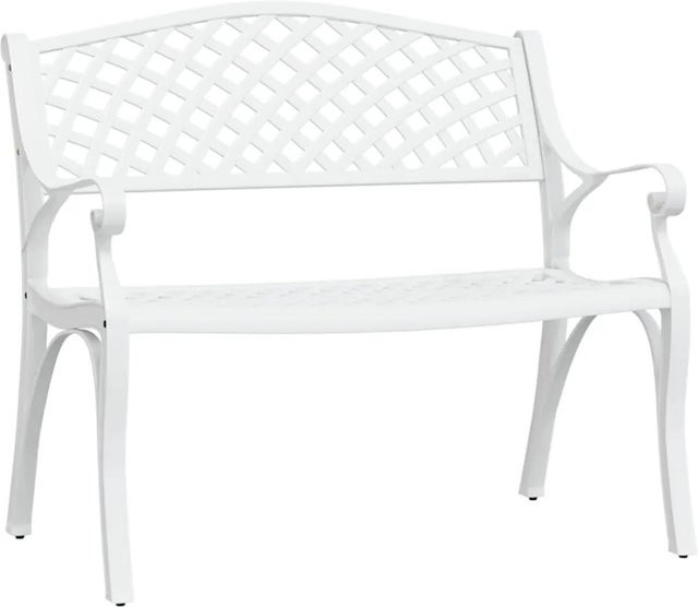 furnicato Gartenbank aus Aluminiumguss in Weiß mit Blumenmuster, Breite: 102 cm, Höhe: 83 cm, Tiefe: 50 cm - Bild 1